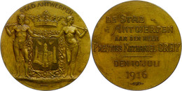 Belgien, Bronzemedaille Stadt Antwerpen (Dm Ca. 51mm, 56g), 1916, Von Baetes. Rev. An Den Herr Prentiss Nathaniel Gray D - Andere & Zonder Classificatie