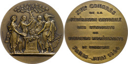 Frankreich, Bronzemedaille (Dm. Ca. 51mm, Ca. 58,02g), 1924, Von F. Depaulis. Av: Vier Gestalten Um Altar. Rev: 8 Zeilen - Andere & Zonder Classificatie
