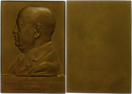 Frankreich, Rechteckige Bronzeplakette (ca. 62,90x44mm, Ca. 77,61g), 1933, Von Ch. Samuel, Auf J. M. Walk. Av: Brustbild - Andere & Zonder Classificatie