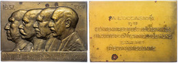 Belgien, Rechteckige Bronzeplakette (ca. 84,10x59,60mm, Ca. 186,52g), 1937, Von G. Jacobs. Av: Vier Brustbilder Nach Lin - Andere & Zonder Classificatie