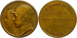 Belgien, Bronzemedaille (45 Mm, 31,95 G), 1949, Von  Bremaecker. Zum 20 Jährigen Jubiläum Der UFAC. Av. Köpfe Von Leopol - Andere & Zonder Classificatie