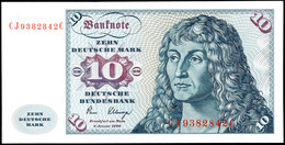 10 Deutsche Mark, Bundesbanknote, 2.1.1980, Serie CJ 9382842 C, Ro. 281, Minimaler Bug Links Am Rand Und Im Seriennummer - Other & Unclassified