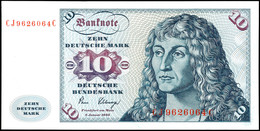 10 Deutsche Mark, Bundesbanknote, 2.1.1980, Serie CJ 9626064 C, Ro. 281, Bug Links, Erhaltung I-II., Katalog: Ro. 281 I- - Andere & Zonder Classificatie