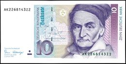 10 Deutsche Mark, Bundesbanknote, 2.1.1989, Serie AK 2268143Z2, Ro. 292, Kleiner Bug Mitte Unten, Sonst Erhaltung I., Ka - Sonstige & Ohne Zuordnung