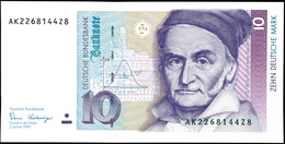 10 Deutsche Mark, Bundesbanknote, 2.1.1989, Serie AK 2268144Z8, Ro. 292, Kleiner Bug Mitte Unten, Sonst Erhaltung I., Ka - Andere & Zonder Classificatie