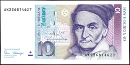 10 Deutsche Mark, Bundesbanknote, 2.1.1989, Serie AK 2268146Z7, Ro. 292, Kleiner Bug Mitte Unten, Sonst Erhaltung I., Ka - Sonstige & Ohne Zuordnung