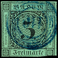 "110" - Pfullendorf In Blau, Zentrisch Und Klar Auf 3 Kr. Schwarz Auf Grün, Ausgabetypischer Schnitt, Katalog: 6 O - Other & Unclassified