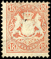 18 Kr. Mittelorangerot, Wz. Enge Rauten, Tadellos Gestempelt K1, Farbfrisch, Doppelt Gepr. Sem BPP, Mi. 240.-, Katalog:  - Other & Unclassified