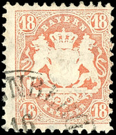 18 Kr. Wappen Zinnoberrot, Wz. Y, Tadellos Gestempelt K1 "NÜRNBERG", Farbfrisch, Kabinett, Gepr. Sem BPP, Mi. 90.-, Kata - Andere & Zonder Classificatie