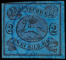 2 Sgr. A. Blau, Farbfrisches, Voll/breitrandiges Kabinettstück Mit Auf Dieser Marke Besserer Ortsstempelentwertung Durch - Brunswick