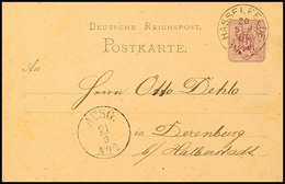 "HASSELFELDE 20 SEP 1875" - K2, Klar Auf GS-Postkarte DR 5 Pfg Nach Derenburg, Minimale Spuren, Katalog: DR P5 BF - Brunswick