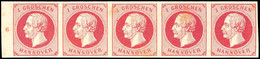 1 Gr. König Georg V., A-Farbe, Postfrischer Fünferstreifen Vom Linken Bogenrand Mit RZ "6", Bis Auf Leichte Flecken In T - Hanover