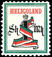 1 Mark/1 Schilling Blaugrün/grauschwarz/lachsrot, Gez. 11 1/2, Probedruck, Ungebraucht Mit Originalgummierung, Einzelne  - Heligoland