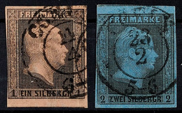 1 Sgr. A. Rosa Und 2 Sgr. A. Blau, Zwei Farbfrische Exemplare Mit Auf Diesen Werten Besserer Ortstempelentwertung K2 "CO - Andere & Zonder Classificatie