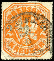 2 Kr. Orange, Zentrisch Gestempelt K1 "BAHNPOST 28/9", Allseits Vollständiger Durchstich, Farbfrisch, Tadelloses Kabinet - Otros & Sin Clasificación