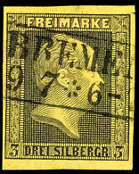 "BREMEN 9/7"- Ra2 Auf 3 Sgr. Friedrich Wilhelm Mit Wz., Allseits Vollrandig, Kleiner Vortrennschnitt Rechts Oben Außerha - Andere & Zonder Classificatie