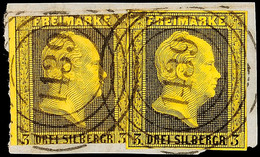 "1439" (geschlossene 4) - STETTIN, Zwei Klare Abschläge Auf Briefstück Mit Zwei Stück 3 Sgr., Linke Marke Angeschnitten, - Other & Unclassified