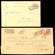 "CROSSEN REG. BEZ. MERSEBURG 20/7 (1884)" - Ra3, Auf GS-Postkarte DR 5 Pfg Sowie "CROSSEN REG. BEZ. MERSEBURG 17/4 (1884 - Sonstige & Ohne Zuordnung