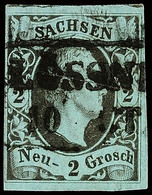 2 Ngr. A. Mattpreußischblau, Farbfrisches, Links Meist An Der Randlinie Entlang, Sonst Dreiseitig Breitrandig Geschnitte - Sonstige & Ohne Zuordnung