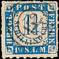 "152" - Schwarzenbeck, Klar Und Fast Zentrisch Auf 1 1/4 S. Grauultramarin/weißrosa Durchstochen (Eckbug), Optisch Feine - Schleswig-Holstein