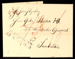 "WEILBURG 13 AUG 1840" - L2, Feuser 3818-3, Auf Mehrfach Austaxierter Faltbriefhülle Nach Saarbrücken  BF - Sonstige & Ohne Zuordnung