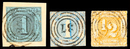 "37" - LANGENSELBOLD, Klar Auf Briefstück 1 Sgr. A. Türkis, Auf Loser 1 Sgr. Hellblau (dünn) Und Auf 1/2 Sgr. IV.Ausgabe - Andere & Zonder Classificatie