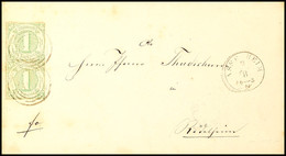 "90" Nebst K1 "ASSENHEIM 1.8.(1866)" Auf Postbezirksbrief Senkr. Paar 1 Kr. IV.Ausgabe über Niederwöllstadt Und Frankfur - Other & Unclassified