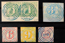 "166" (blau) - BIEBRICH, Kollektion Auf Marken Der II. Ausgabe, Dabei Briefstück Mit 2x 1 Kr., Briefstück 3 Kr. (gelöst  - Sonstige & Ohne Zuordnung