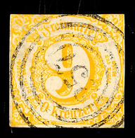 "257" - LIEBENSTEIN, Zentrisch Klar Auf Dreiseitig Vollrandiger 9 Kr. Gelb In Besserer Type I, Katalog: 23I O - Andere & Zonder Classificatie