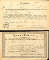 FRANKFURT A.M. 1841 U. 1859, Zwei Postscheine, Davon Der ältere Mit Schön Gemustertem Rahmen  BF - Other & Unclassified