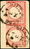 "DILLENBURG 24 3", Zwei Abschläge Auf Briefstück Senkr. Paar DR 1 Gr. Großer Brustschild, Katalog: DR19(2) BS - Other & Unclassified