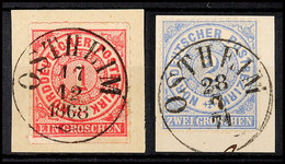 "OSTHEIM 17 12 1868" - K1 Mit Vierstelliger Jahreszahl Sowie "OSTHEIM 28 7 71" - K1 Mit Aptierter Jahreszahl, Je Herrlic - Other & Unclassified