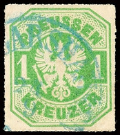 "ST. GOARSHAUSEN 24 9" (1867) - Blauer K1, Auf Farbfrischer Preussen 1 Kr., Minieckbugspur, Katalog: Pr.22 O - Other & Unclassified