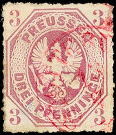 "STOTTERNHEIM 13/7" (1867) - Seltener Roter K1, Teilabschlag Auf Prachtstück Preussen 3 Pfg, Katalog: Pr.19a O - Andere & Zonder Classificatie