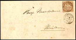 1 Kr. Wappen Hellgelbbraun Auf Portogerechtem Ortsbrief, Ideal Zentrisch Gestempelt K2 "MAULBRONN 2 AUG. 1858", Allseits - Andere & Zonder Classificatie