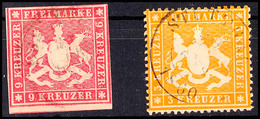 9 Kr. Karmin, Oben Knapp, Sonst Voll- Bis überrandig Dazu 3 Kr. Gelborange Gezähnt, Je Gestempelt, Mi. 112,-, Katalog: 1 - Andere & Zonder Classificatie