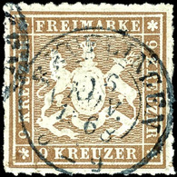 9 Kr. Fahlbraun, Gestempelt, Tadellos, Geprüft Irtenkauf BPP, Mi. 150.-, Katalog: 33b O - Sonstige & Ohne Zuordnung