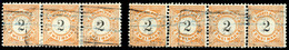 2 M., Ein Waagerechter 3er- Und Ein 4er-Streifen Mit Telegrafenstempel, Prachteinheiten, Gepr. Winkler BPP (6x Mit Tiefs - Sonstige & Ohne Zuordnung