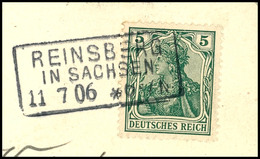 "REINSBERG IN SACHSEN 11 7 06" - Ra3, Feuser 818, Klarer Und Vollständiger Abschlag Auf Ansichtskartenabschnitt DR 5 Pfg - Andere & Zonder Classificatie