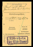 "Eschenhahn / über Idstein (Taunus)", 1937, Auf Einlieferungsschein Für Einzahlung Auf Ein Postscheckamtkonto  BF - Andere & Zonder Classificatie