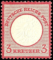 3 Kreuzer Großer Schild, Karmin, Tadellos Postfrisch, Gepr. Georg Bühler, Mi. 100.-, Katalog: 25 ** - Other & Unclassified