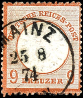 9 Kr. Großer Schild, Rötlichbraun, Gut Geprägt Und Gezähnt, Klarer K1 "MAINZ 25 8 74", Mi. 550,-, Katalog: 27a O - Other & Unclassified