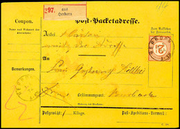 2 1/2 Auf 2 1/2 Gr. Großer Schild Mit EKr. HERBORN 2.5.74 Als Portogerechte Einzelfrankatur Auf Kompletter Paketkarte Na - Other & Unclassified