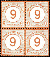 9 A, 9 Kr. Ungebrauchter 4er-Block, Eine Marke Winzig Hell, Untere Marken Leichte Bugspur, Fotobefund Hennies BPP, Mi. 5 - Other & Unclassified