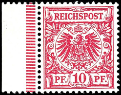 10 Pfg. Rotkarmin, Postfrisch Vom Linken Bogenrand, Geprüft Wiegand BPP, Mi. 150.-, Katalog: 47da ** - Andere & Zonder Classificatie