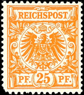 25 Pfennig Krone/Adler Gelborange, Ungebraucht Mit Originalgummierung, Zahnfehler, Gepr. Zenker BPP, Mi. 240.-, Katalog: - Other & Unclassified