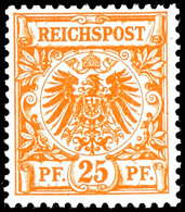 25 Pfg Krone/Adler Gelblichorange, Tadellos Postfrisch, Gepr. Zenker BPP, Mi. 170.-, Katalog: 49b ** - Other & Unclassified