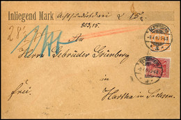 25 Pfg. Gelblichorange Und Germania Reichspost 10 Pfg. Auf Wertbrief Aus ELSTERBERG 9.4.00 Nach Hartha Mit Ankunftsstemp - Other & Unclassified