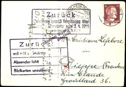 15 Pfg Hitler Auf Bildpostkarte Von "MÜHLHEIM (RUHR) 1 30.12.43" Nach Dieppe / Frankreich, Mit 2 Verschiedenen "Zurück"- - Other & Unclassified