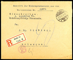 1925, Violetter K1 "P.C.E." (=Porto Kontrolle Erlangen) Auf Einschreiben-Dienstbrief Aus BERLIN 2.12.25  BF - Other & Unclassified